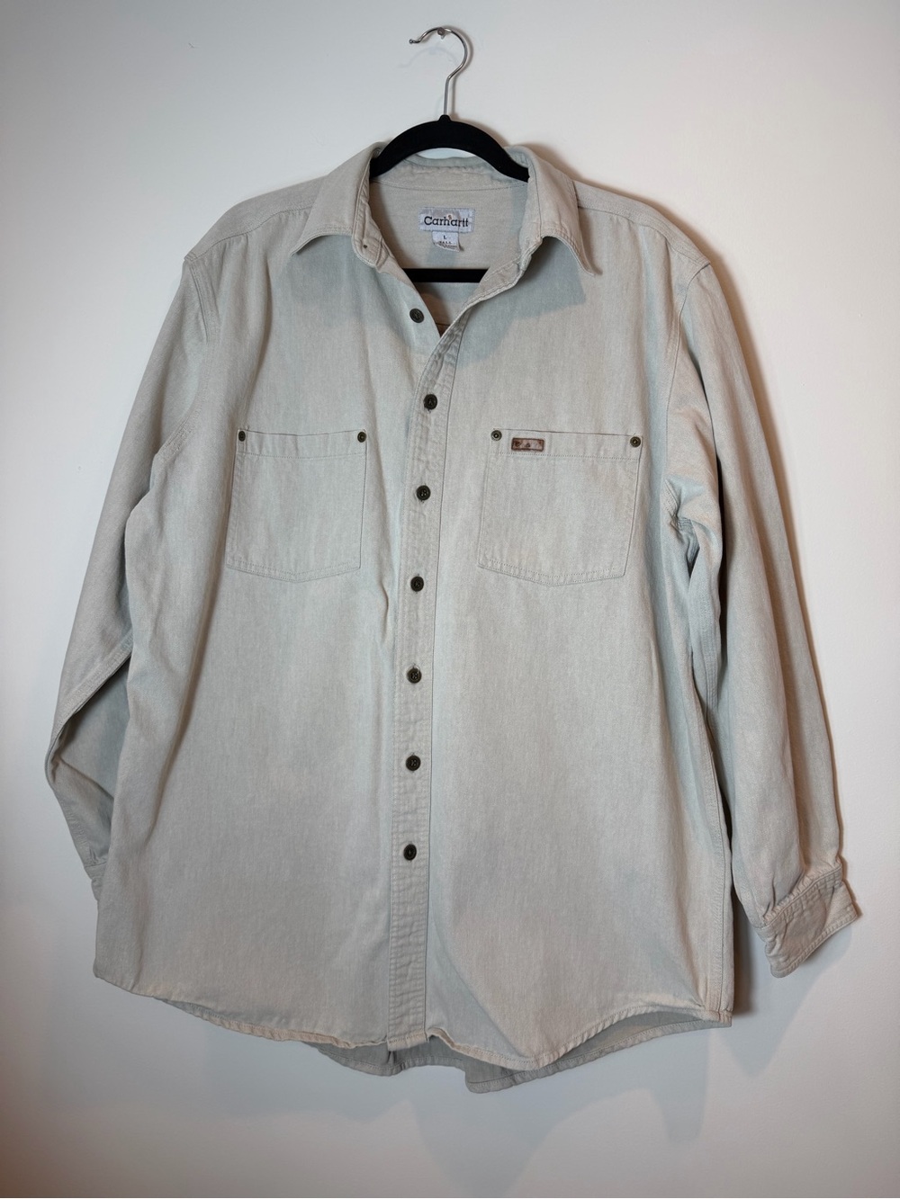 Carhartt Men’s Large Tall LT Tan Workwear Button Up Long Sleeve Utility Shirt